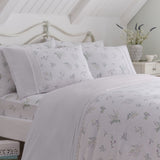 Chloe Floral Lilac 28cm Deep Fitted Sheet - Chloe 28Cm Deep Fitted Bed Sheet Set In Lilac 2