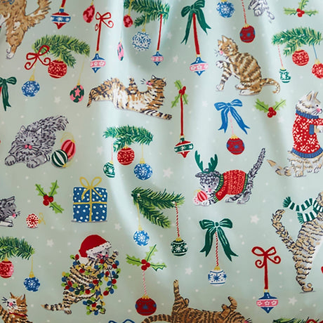 Ulster Weavers Christmas Cats Foldable Tote Bag - Christmas Cats Foldable Tote Bag Medium In Seafoam 5