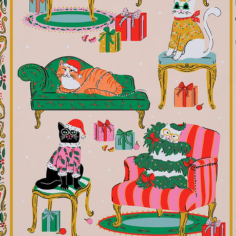 Ulster Weavers Christmas Cool Cats 100% Cotton Tea Towel - Christmas Cool Cats Cotton Tea Towel In Multicolour 2