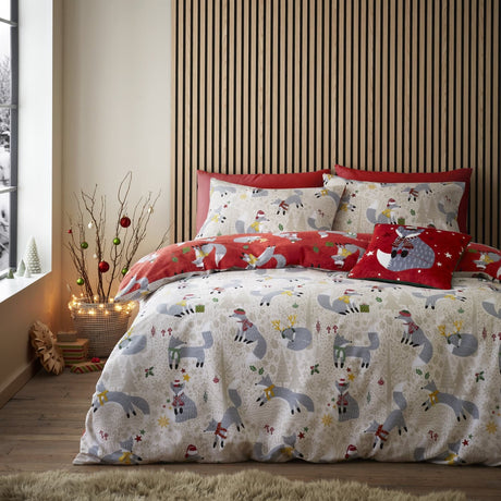 Snug Foraging Fox Cosy Brushed Cotton Duvet Cover Set