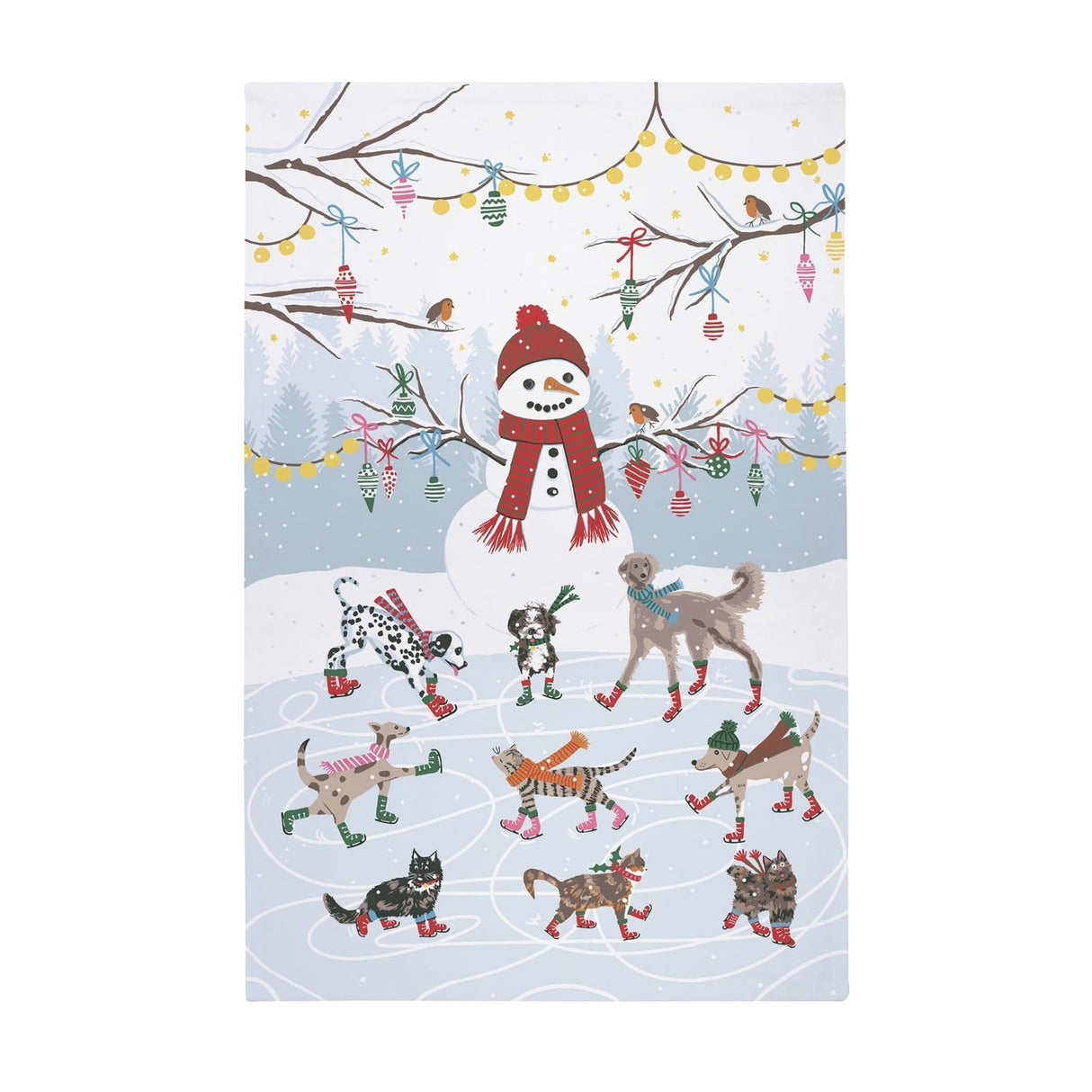 Ulster Weavers Christmas Ice Skating Animals 100% Cotton Tea Towel