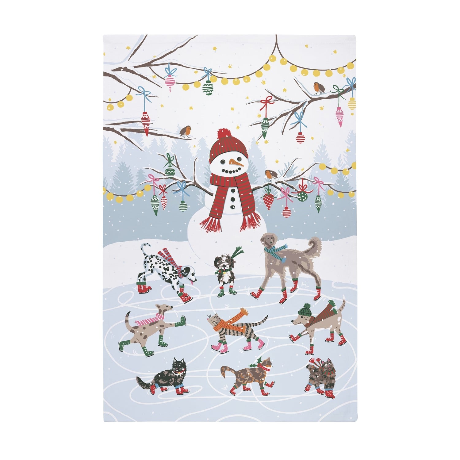 Ulster Weavers Christmas Ice Skating Animals 100% Cotton Tea Towel