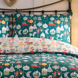 Christmas Ornaments Polycotton Duvet Cover Set - Green - Christmas Ornaments Duvet Cover Set In Green 2