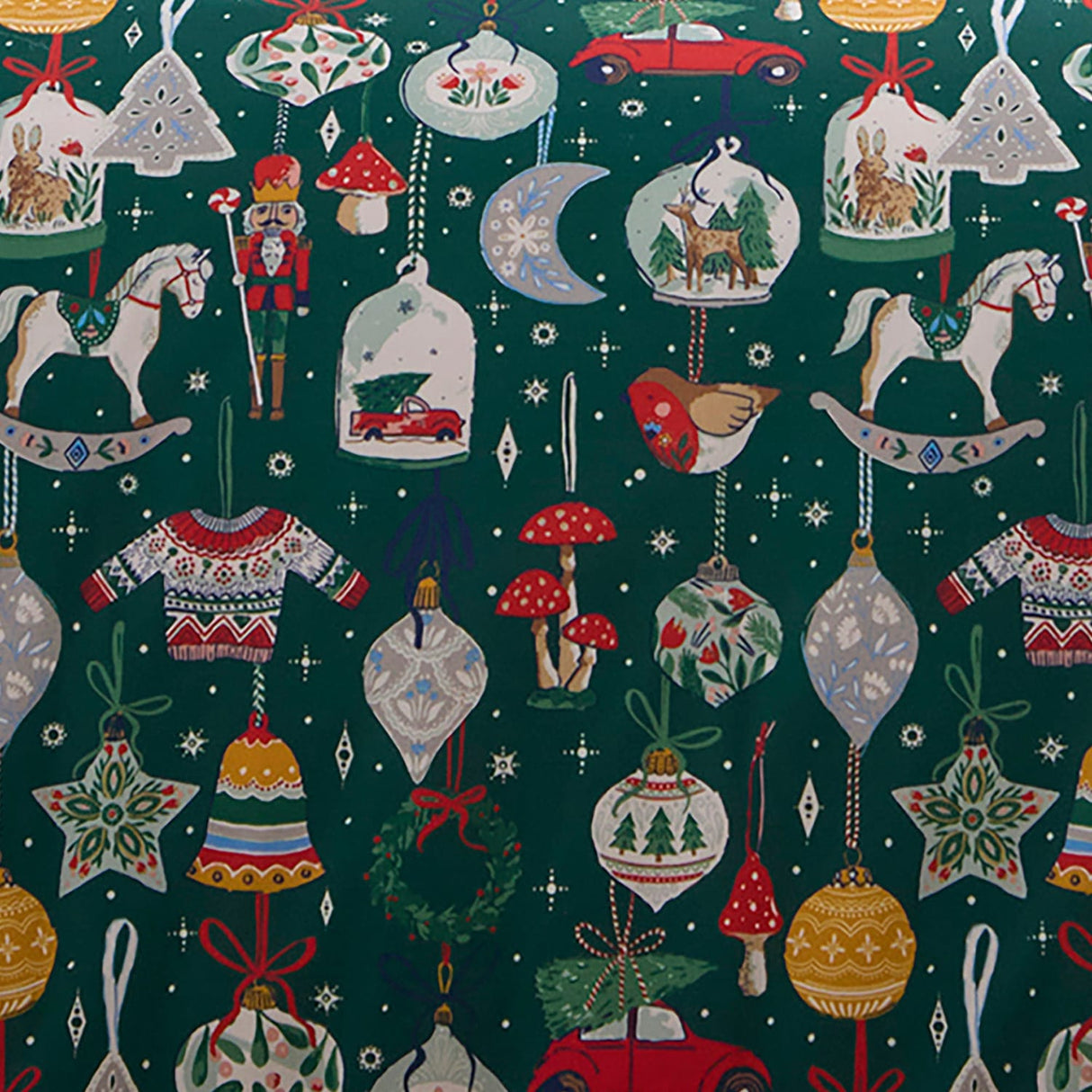 Christmas Ornaments Polycotton Duvet Cover Set - Green - Christmas Ornaments Duvet Cover Set In Green 3