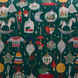 Christmas Ornaments Polycotton Duvet Cover Set - Green - Christmas Ornaments Duvet Cover Set In Green 3
