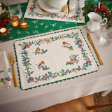 Ulster Weavers Christmas Robins Cotton Accessories Placemat 2 Pack - Christmas Robins Cotton Placemats 2 Pack In Green 2
