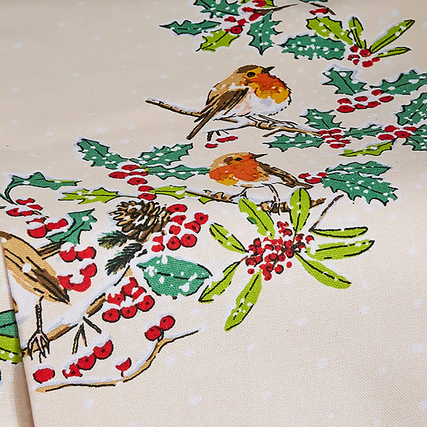 Ulster Weavers Christmas Robins Cotton Accessories Tea Towel - Christmas Robins Cotton Tea Towel In Green 4