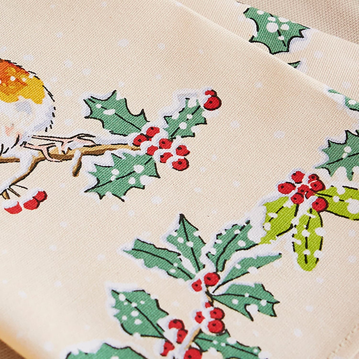 Ulster Weavers Christmas Robins Cotton Accessories Napkin 2 Pack - Christmas Robins Napkins 2 Pack In Green 5