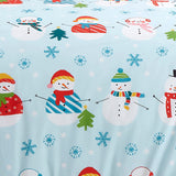 Snowman Christmas Duvet Cover Set Festive Microfibre Bedding - Christmas Snowman Duvet Cover Set In Duck Egg 3