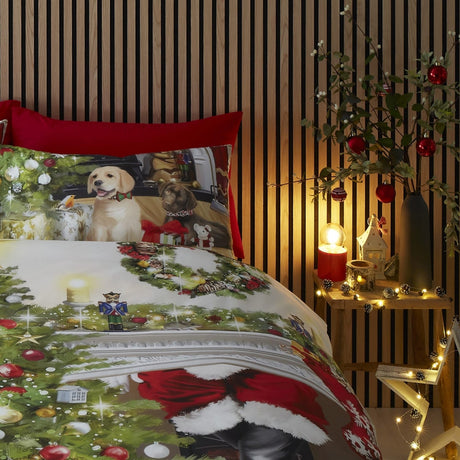 Christmas Tree Polycotton Festive Duvet Cover Set - Christmas Tree Duvet Cover Set In Multicolour 2