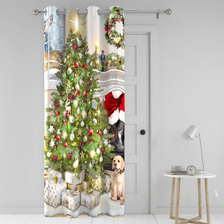 Christmas Tree Eyelet Curtain Panel Thermal Light Filtering