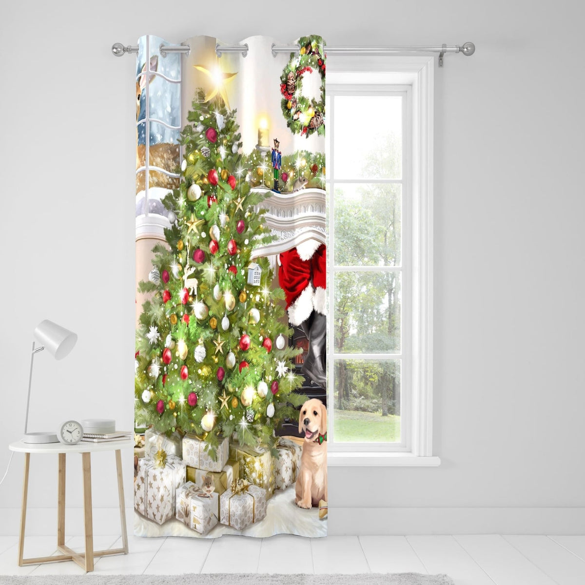 Christmas Tree Eyelet Curtain Panel Thermal Light Filtering - Christmas Tree Eyelet Single Panel Door Curtain In Multicolour 2
