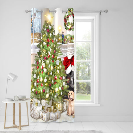 Christmas Tree Eyelet Curtain Panel Thermal Light Filtering - Christmas Tree Eyelet Single Panel Door Curtain In Multicolour 2