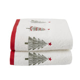 Christmas Trees Beige Festive Hand Towel Pair - Christmas Trees Hand Towel 2 Pack In White 50 X 90Cm 2
