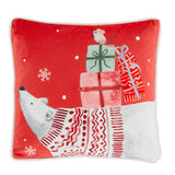 Christmas Woodland Animals Red Cushion Cover 43cm x 43cm - Christmas Woodland Animals Cushion In Red 43 X 43Cm 2