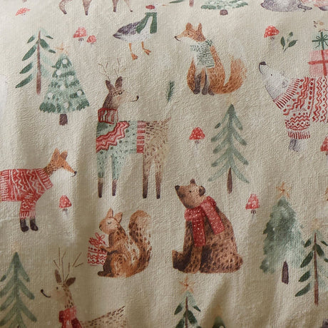 Woodland Animals Duvet Cover Set - Christmas Woodland Animals Duvet Cover Set In Natural 3