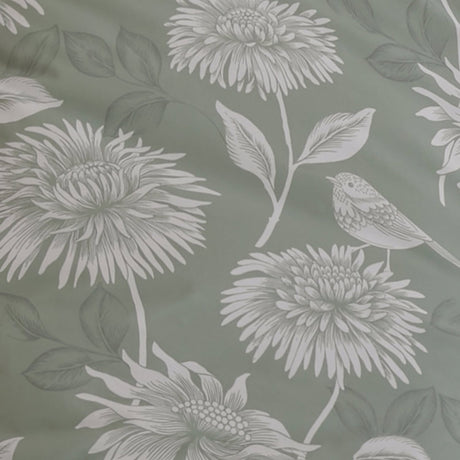 Chrysanthemum Floral Polycotton Duvet Cover Set - Green - Chrysanthemum Duvet Cover Set In Green 3