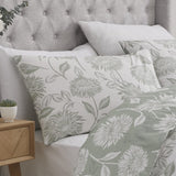 Chrysanthemum Floral Polycotton Duvet Cover Set - Green - Chrysanthemum Duvet Cover Set In Green 5