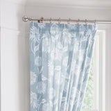 Chrysanthemum Floral Pencil Pleat Curtains - Blue Thermal Light Filtering - Chrysanthemum Pencil Pleat Curtains In Blue 2
