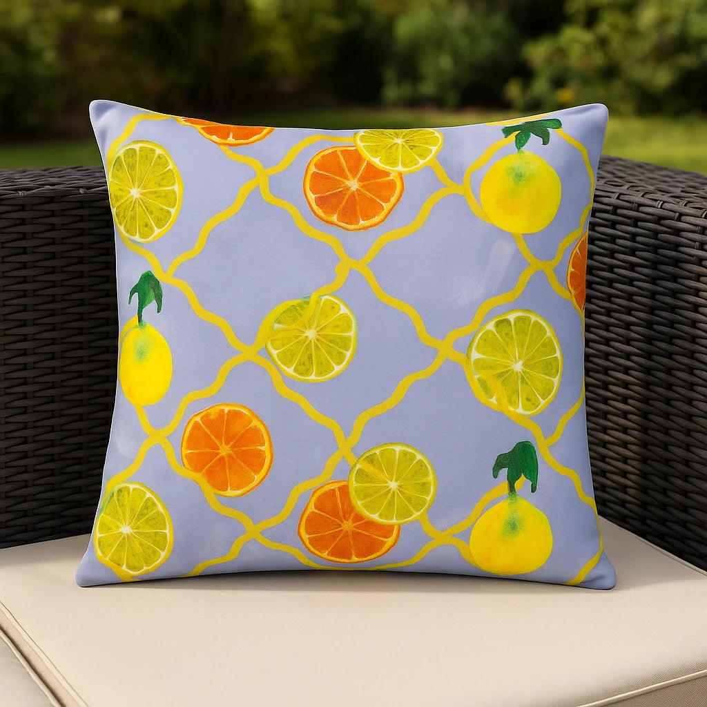 Citrus Trellis Outdoor Blue Cushion Cover or Filled Cushion 45cm x 45cm