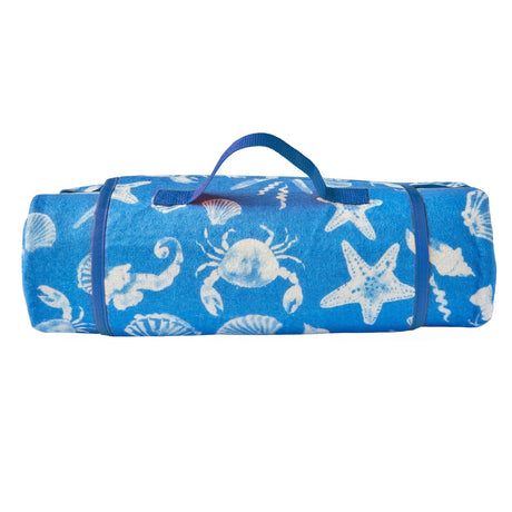 Coastal Bay Picnic Blanket Waterproof Outdoor Rug - Coastal Bay Picnic Blanket In Blue 135 X 150Cm 2