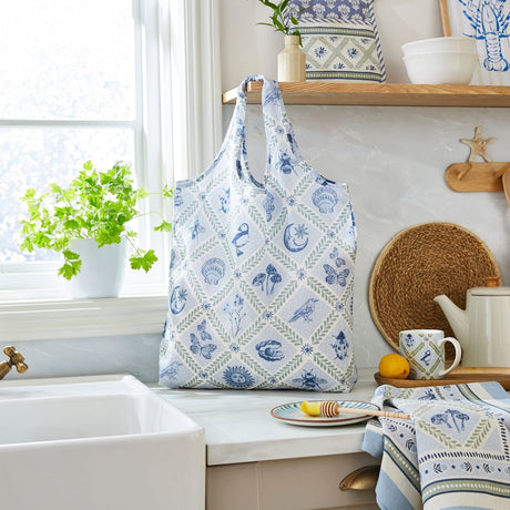 Ulster Weavers Coastal Treasures Large Shoulder Bag - Coastal Treasures Foldable Tote Bag Medium In Blue 2