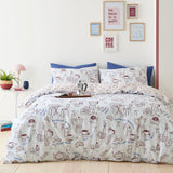 Coffee Club Blue Polycotton Duvet Cover Set