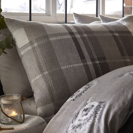 Colville Check Brushed Cotton Flannelette Duvet Cover Set - Grey - Colville Check Duvet Cover Set In Grey 2