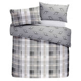 Colville Check Brushed Cotton Flannelette Duvet Cover Set - Grey - Colville Check Duvet Cover Set In Grey 5