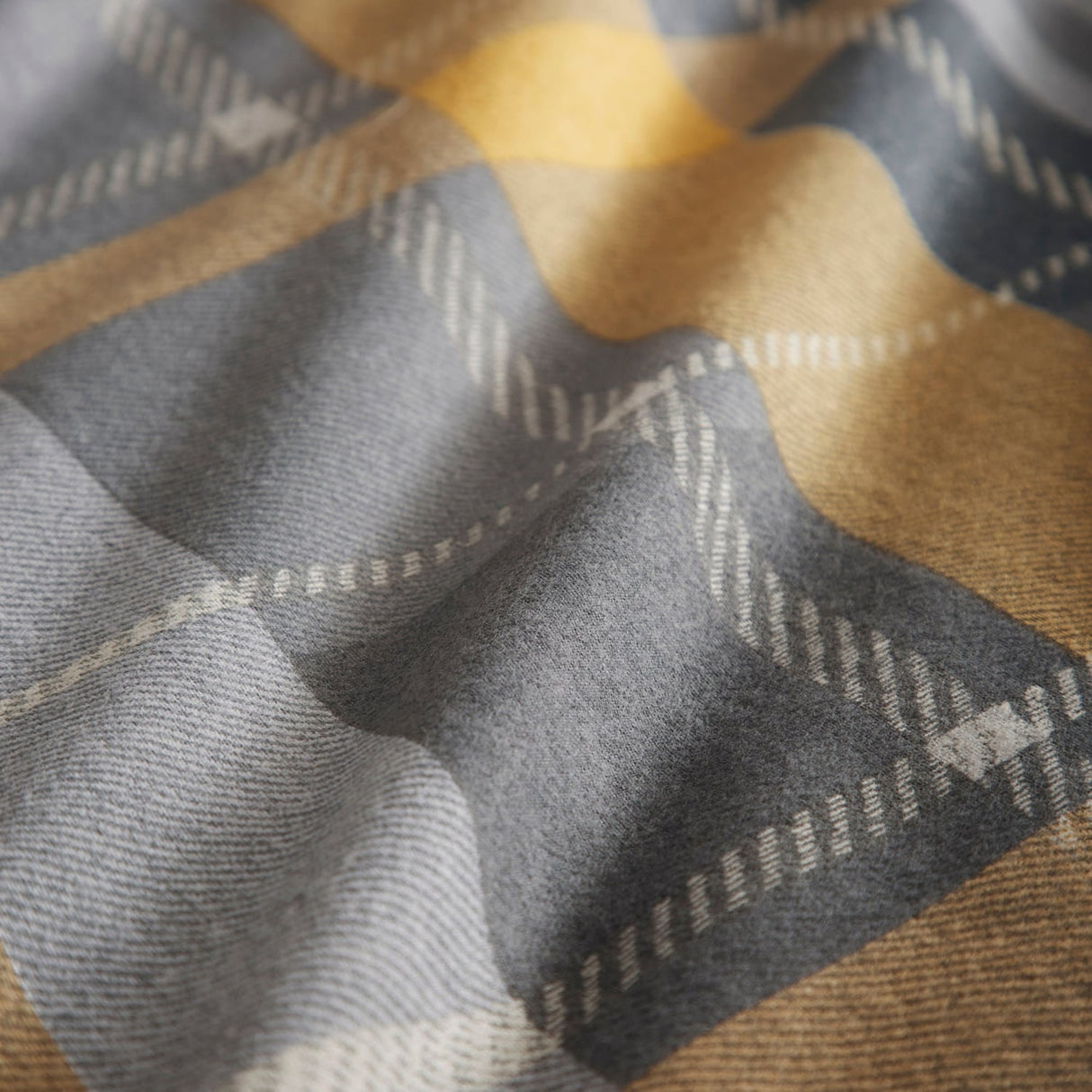 Colville Check Brushed Cotton Flannelette Duvet Cover Set - Ochre - Colville Check Duvet Cover Set In Ochre 3