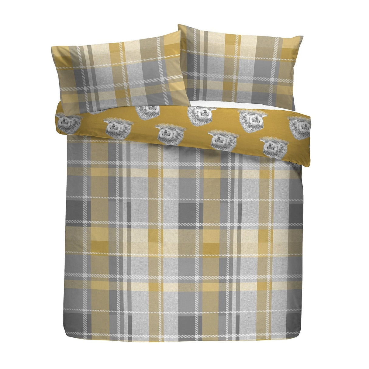 Colville Check Brushed Cotton Flannelette Duvet Cover Set - Ochre - Colville Check Duvet Cover Set In Ochre 5