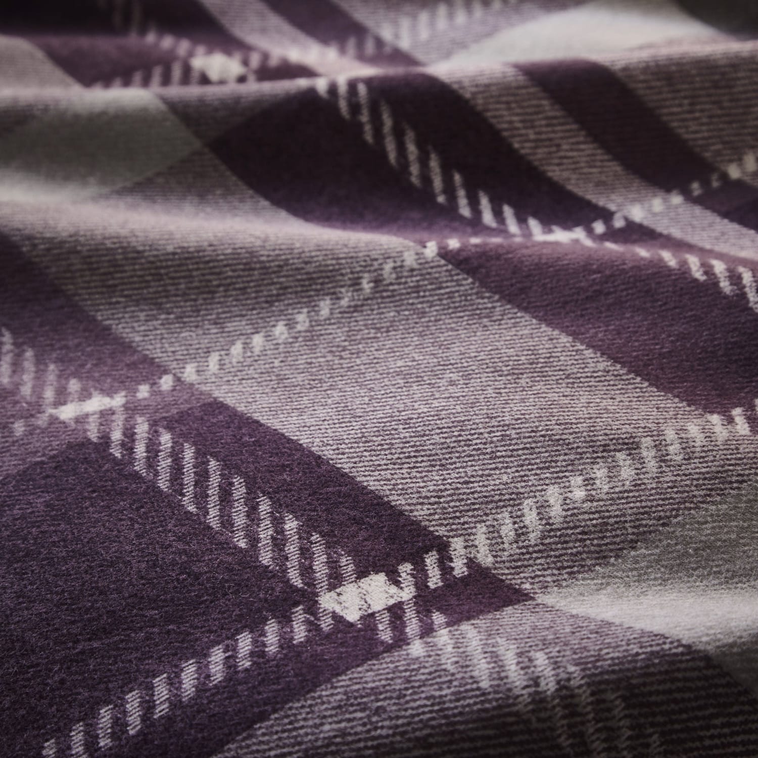 Colville Check Brushed Cotton Flannelette Duvet Cover Set - Plum - Colville Check Duvet Cover Set In Plum 3