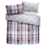 Colville Check Brushed Cotton Flannelette Duvet Cover Set - Plum - Colville Check Duvet Cover Set In Plum 5