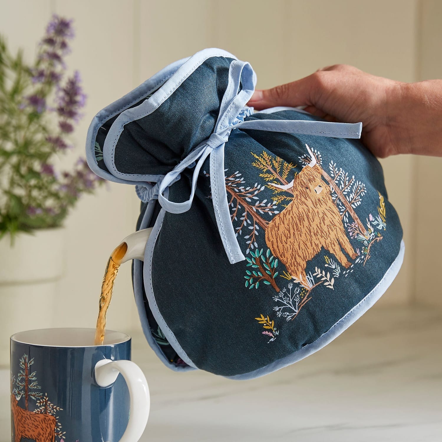 Ulster Weavers Connie Cow Muff Tea Cosy - Connie The Cow Tea Cosy Muff In Navy 2