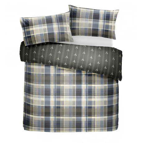 Connolly Check Brushed Cotton Flannelette Duvet Cover Set - Charcoal - Connolly Check Duvet Cover Set In Charcoal 2