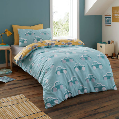 Cool Cars Reversible Kids Single 100% Cotton Duvet Cover Set