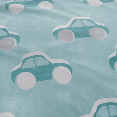 Cool Cars Reversible Kids Single 100% Cotton Duvet Cover Set - Cool Cars Duvet Cover Set In Duck Egg 3