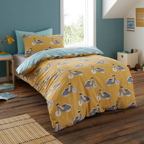 Cool Cars Reversible Kids Single 100% Cotton Duvet Cover Set - Cool Cars Duvet Cover Set In Duck Egg 4
