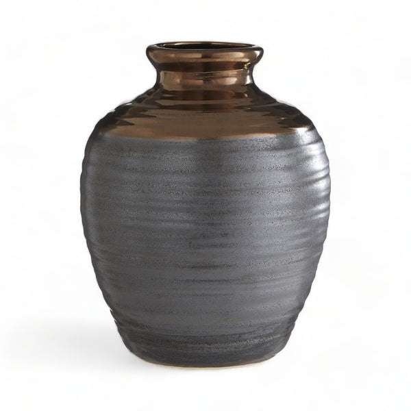 Copper Geometric Ceramic Large Vase 26cm