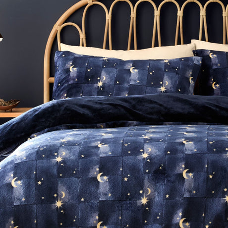 Cosmic Star Cosy Microfibre Duvet Cover Set Navy - Cosmic Star Duvet Cover Set In Navy 2