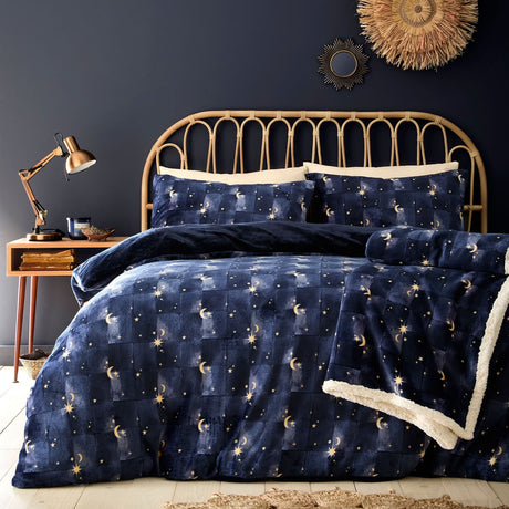 Cosmic Star Cosy Microfibre Duvet Cover Set Navy - Cosmic Star Duvet Cover Set In Navy 4
