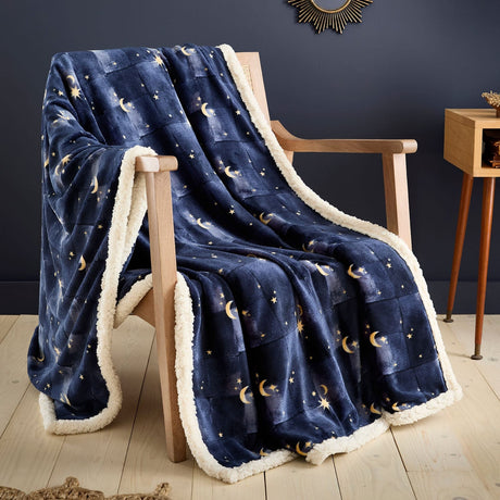 Cosmic Star Soft Cosy Throw Blanket 150cm x 200cm - Navy