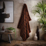 Cosy Diamond Soft Geometric Fleece Tufted Reversible Throw – Chocolate – 150cm x 200cm