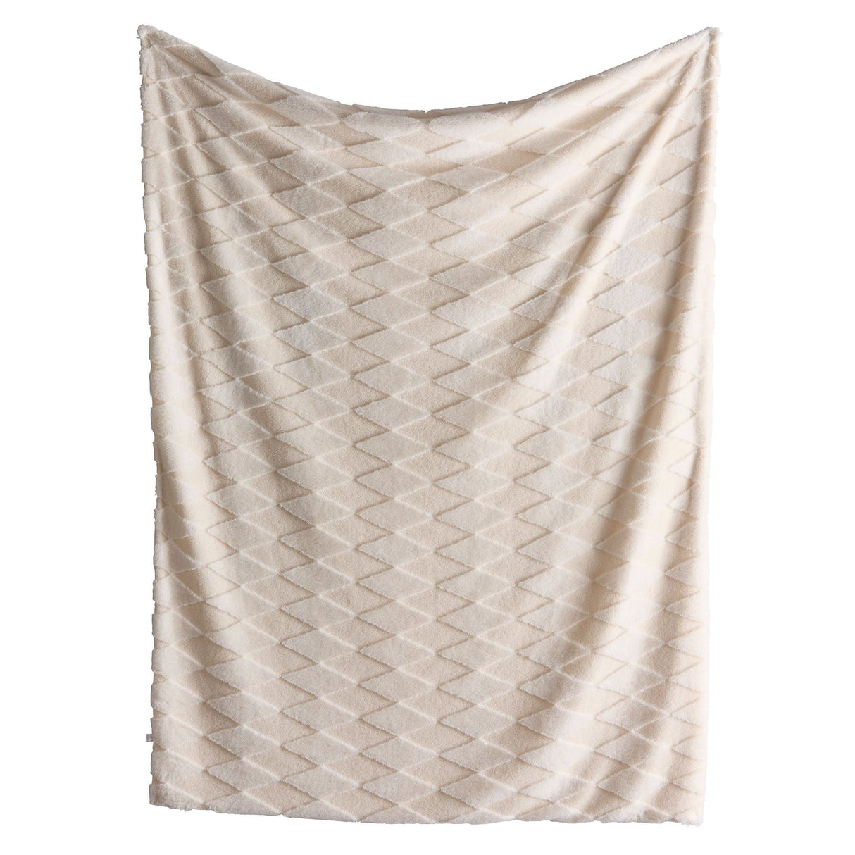 Cosy Diamond Soft Geometric Fleece Tufted Reversible Throw – Natural – 150cm x 200cm - Cosy Diamond Throw In Natural 150 X 200Cm 2