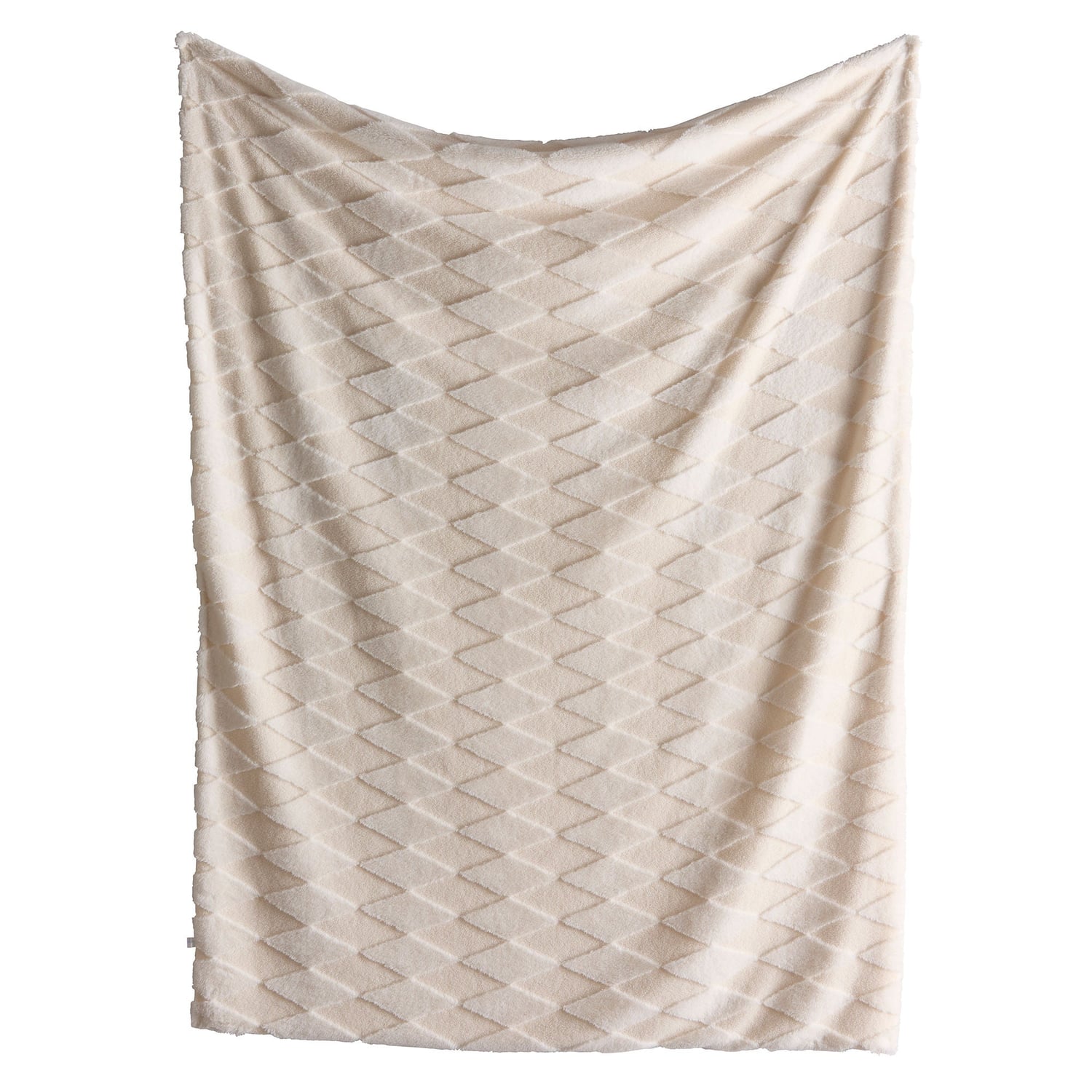 Cosy Diamond Soft Geometric Fleece Tufted Reversible Throw – Natural – 150cm x 200cm - Cosy Diamond Throw In Natural 150 X 200Cm 2