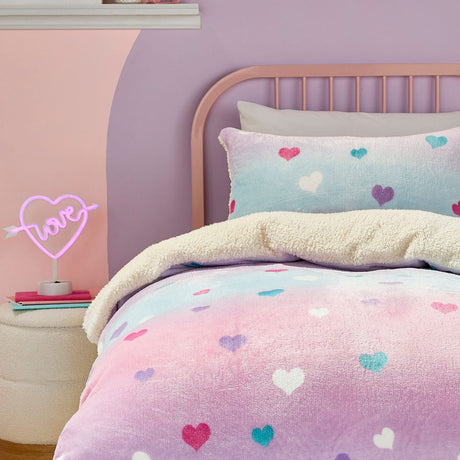 Cosy Ombre Heart Kids Duvet Cover Set - Cosy Ombre Heart Duvet Cover Set In Multicolour 2