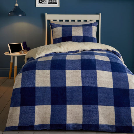 Theo Check Cosy Blue Duvet Cover Set