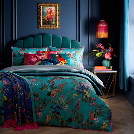 Laurence Llewelyn-Bowen Cotswold Fantasia 100% Cotton Duvet Cover Set - Teal - Cotswold Fantasia Duvet Cover Set In Teal 4