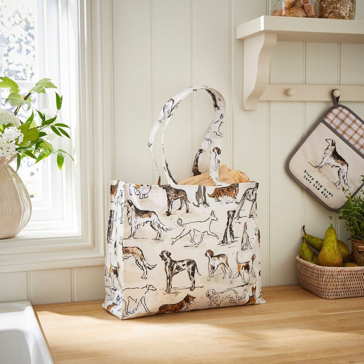 Ulster Weavers Country Dogs Foldable Tote Bag - Country Dogs Shoulder Bag Pvc In Brown 2