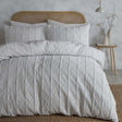 Crinkle Stripe Textured White Recycled Duvet Cover Set